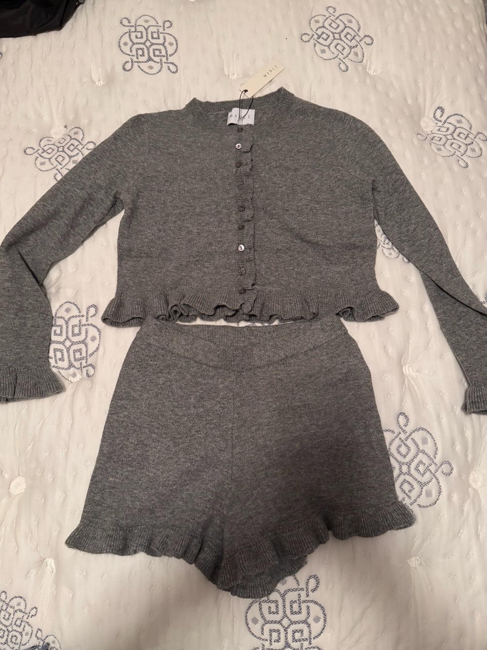 NWT Marble Knitted You First Ruffle Set